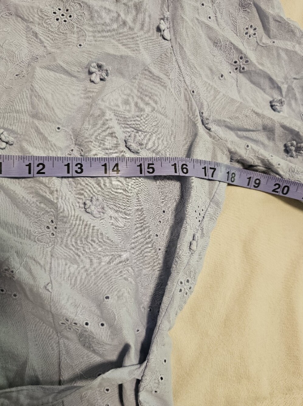 Simons Icone Lavender Eyelet Tie-Waist Shirt Size Medium Romantic 100% Cotton - Picture 10 of 11